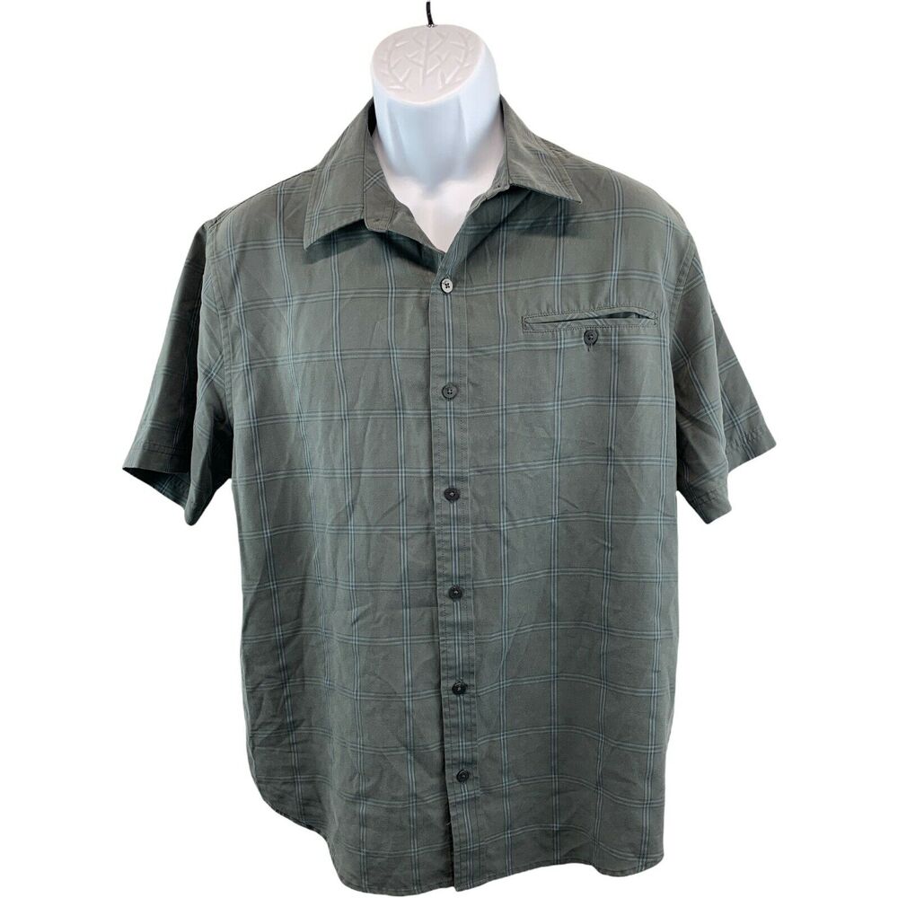 Tony Hawk Mens Button Up Short Sleeve Business Casual Shirt Size L Large Gray